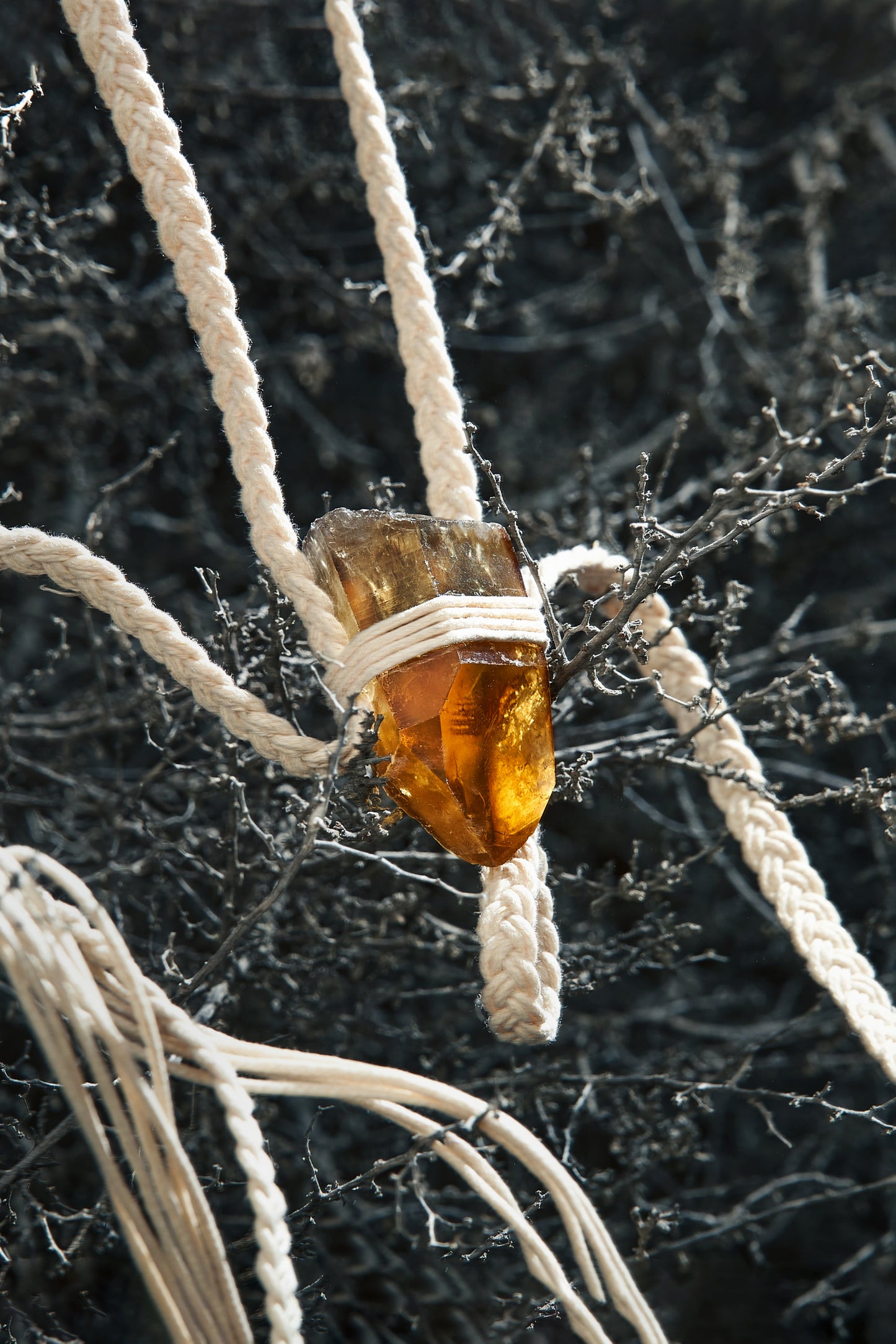 Smoky Citrine - Off White Braided Rope