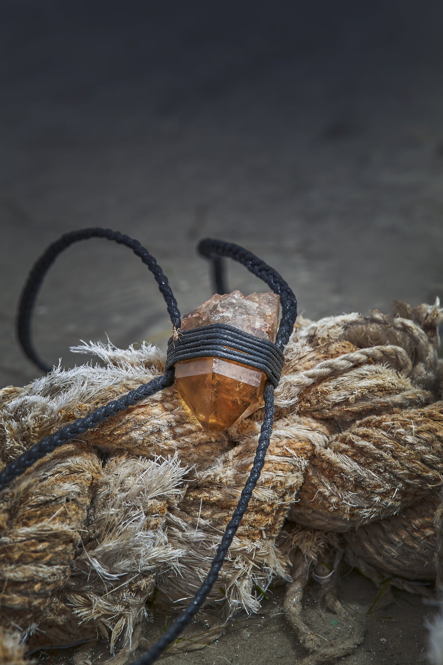 Smoky Citrine - Black Braided Rope