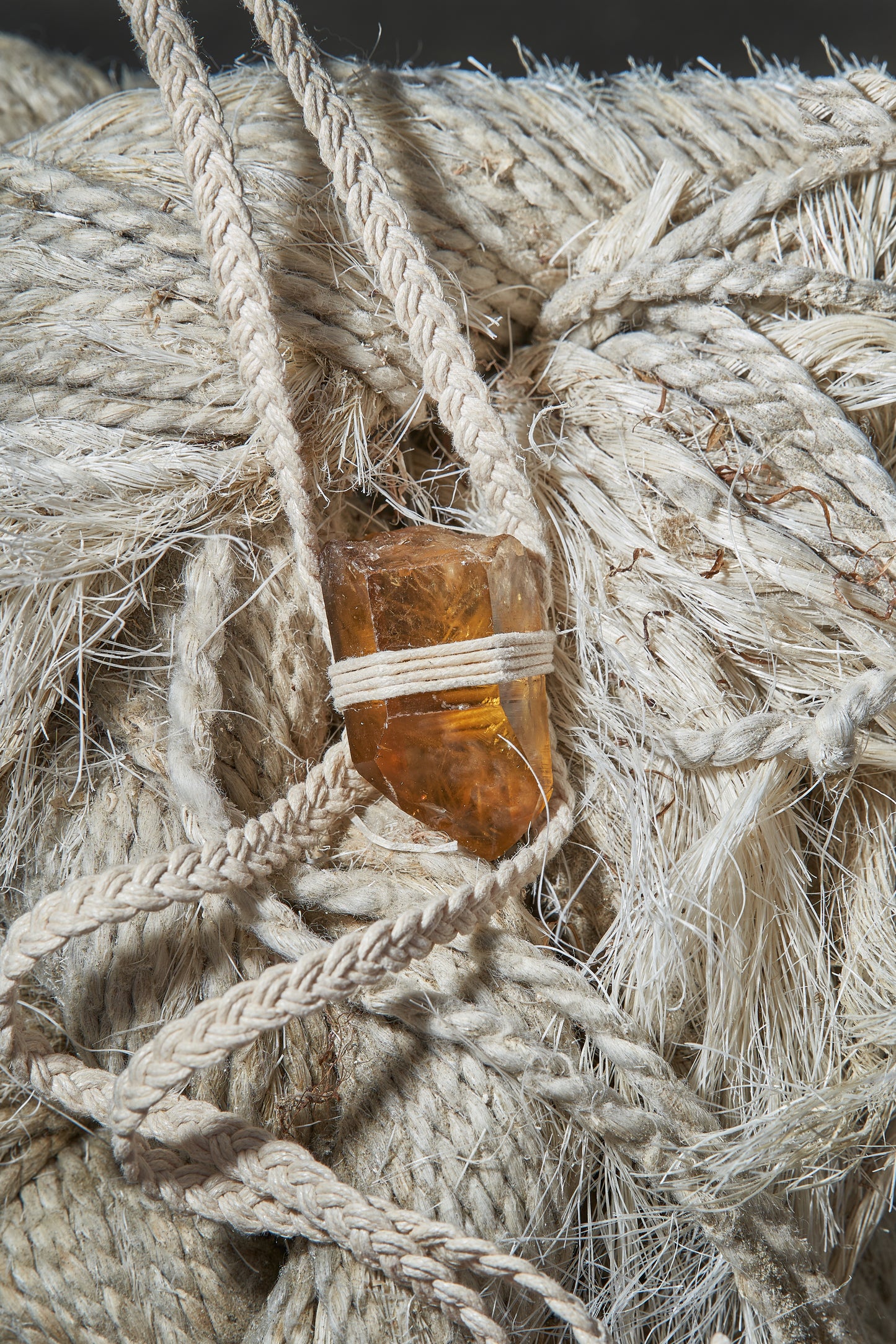 Smoky Citrine - Off White Braided Rope