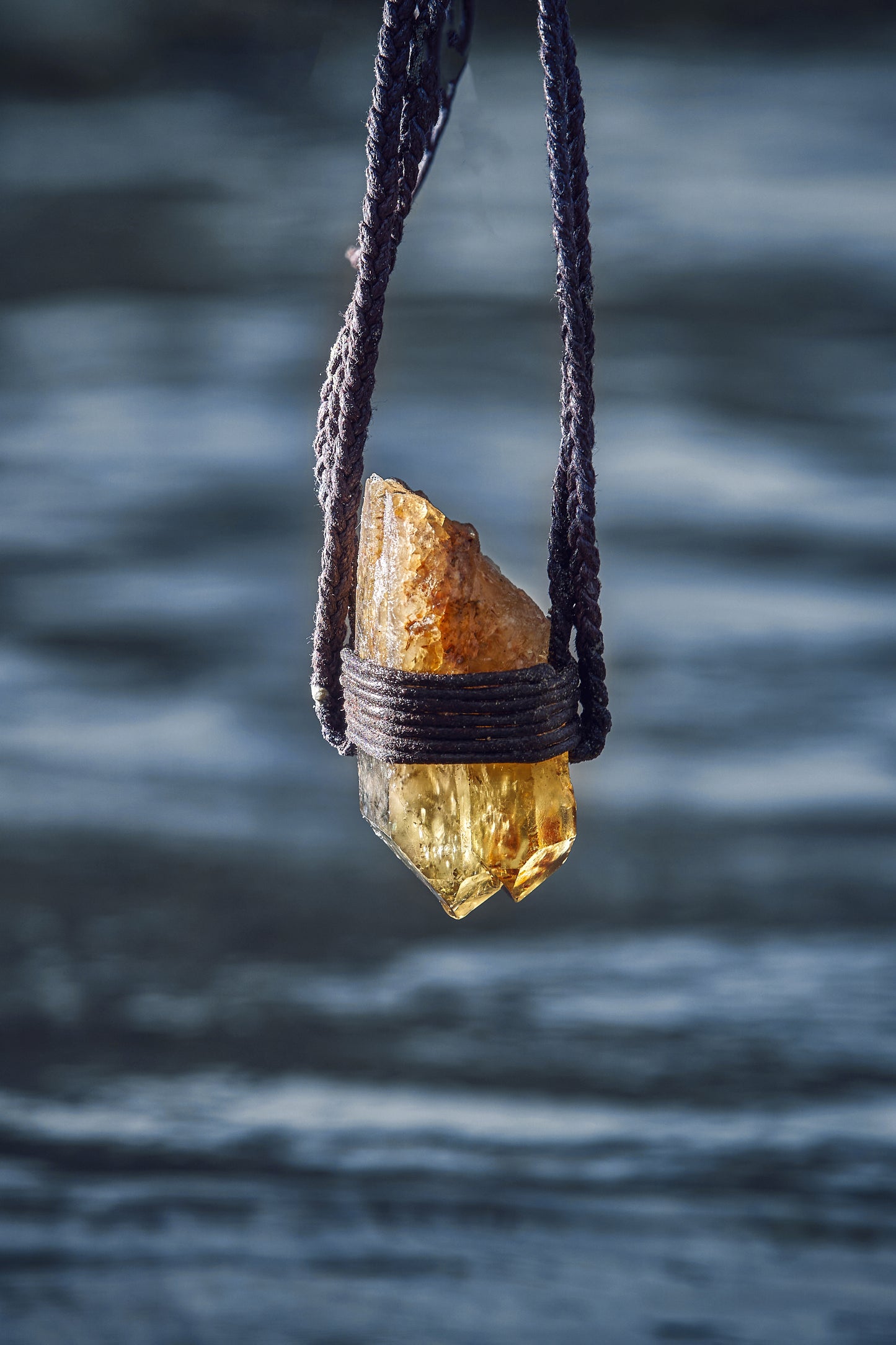 Smoky Citrine - Brown Braided Rope