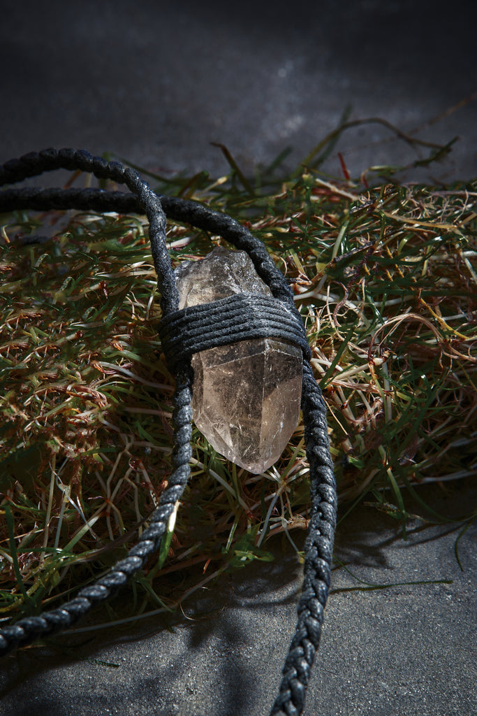 Smoky Quartz - Black Braided Rope
