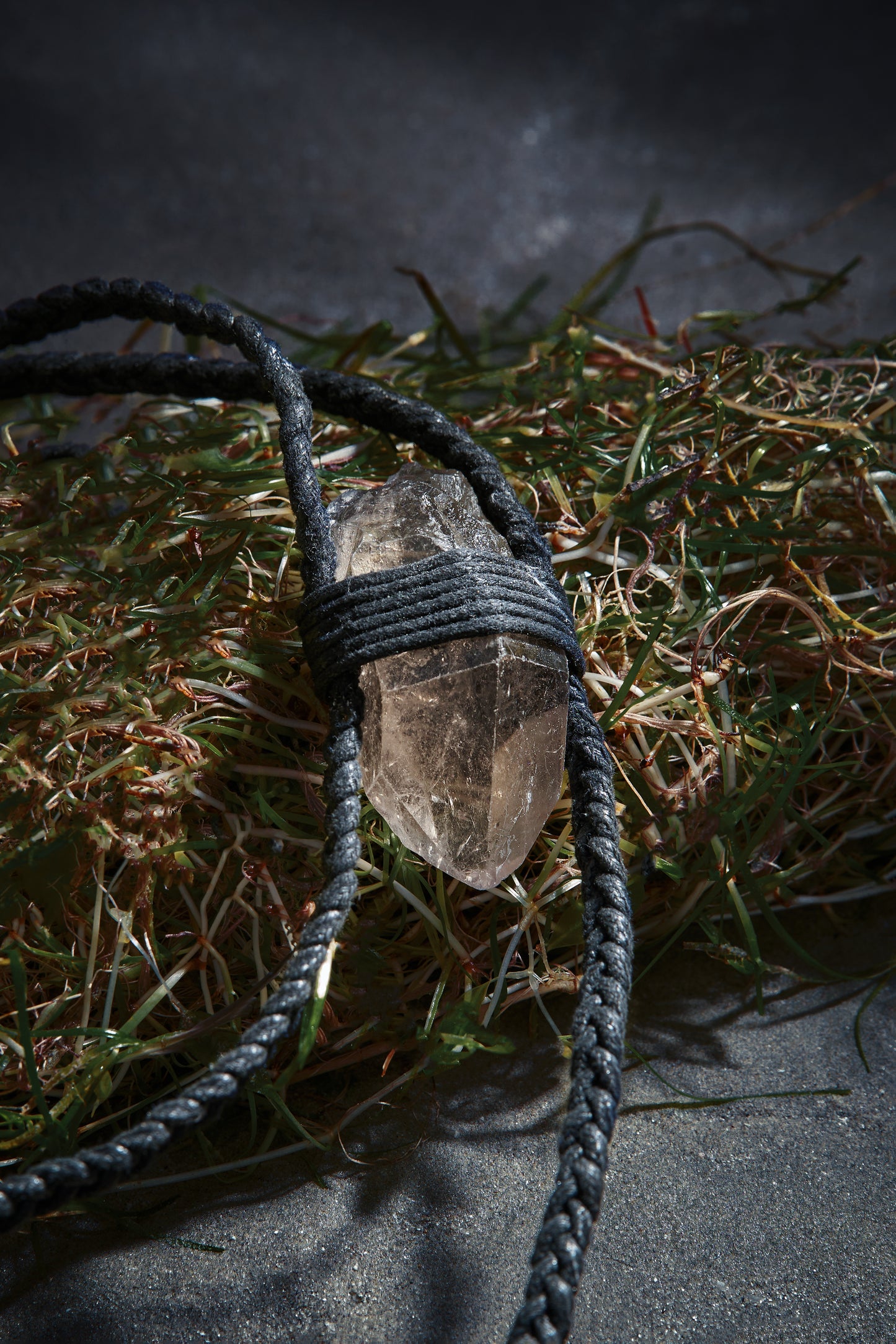 Smoky Quartz - Black Braided Rope